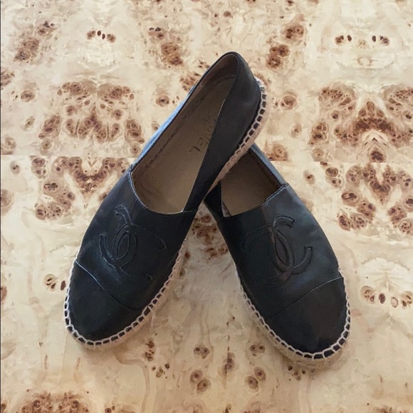 Chanel Lambskin Espadrilles-Black - Picture 1 of 8